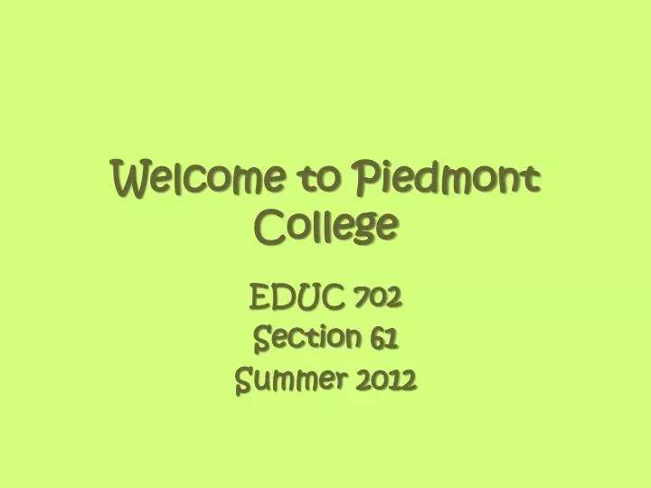 welcome to piedmont college