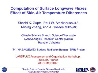 Computation of Surface Longwave Fluxes Effect of Skin-Air Temperature Differences