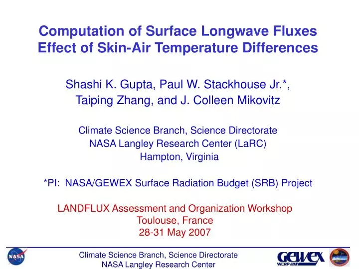 computation of surface longwave fluxes effect of skin air temperature differences