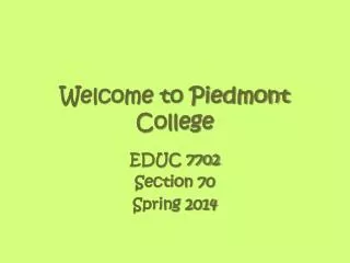 Welcome to Piedmont College