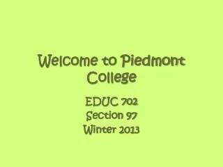 Welcome to Piedmont College