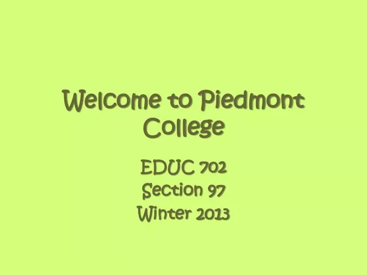 welcome to piedmont college