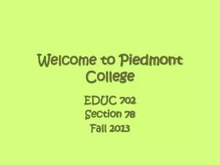 Welcome to Piedmont College