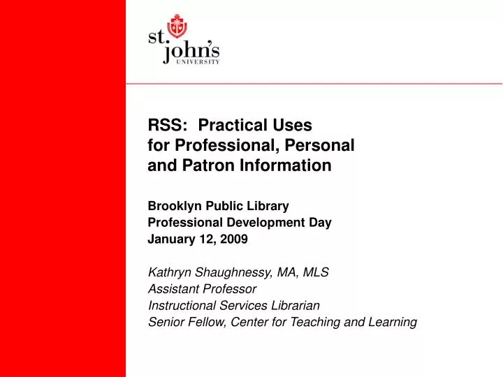 rss practical uses for professional personal and patron information