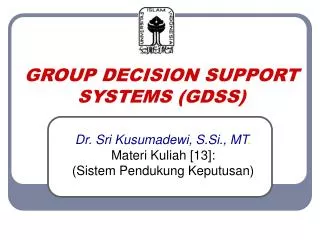 group decision support systems gdss