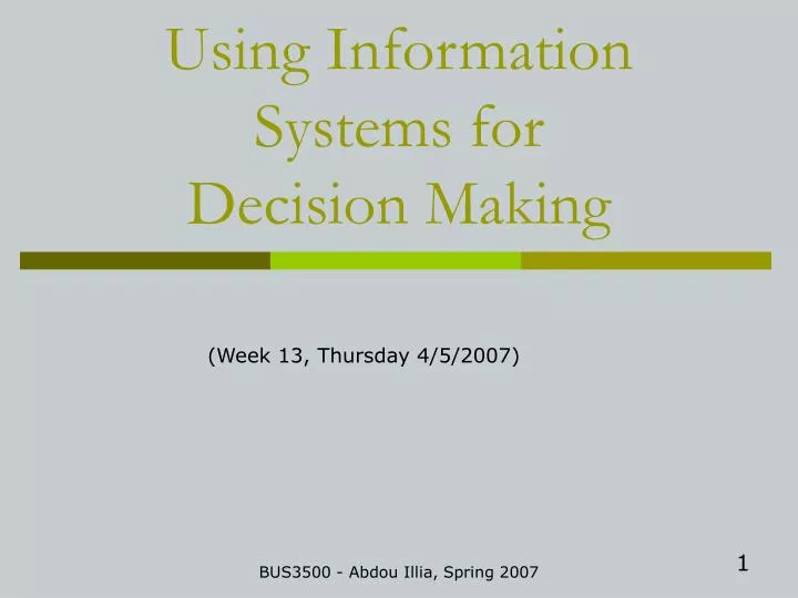 using information systems for decision making
