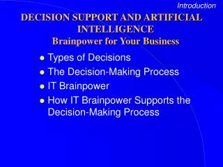 decision support and artificial intelligence brainpower for your business