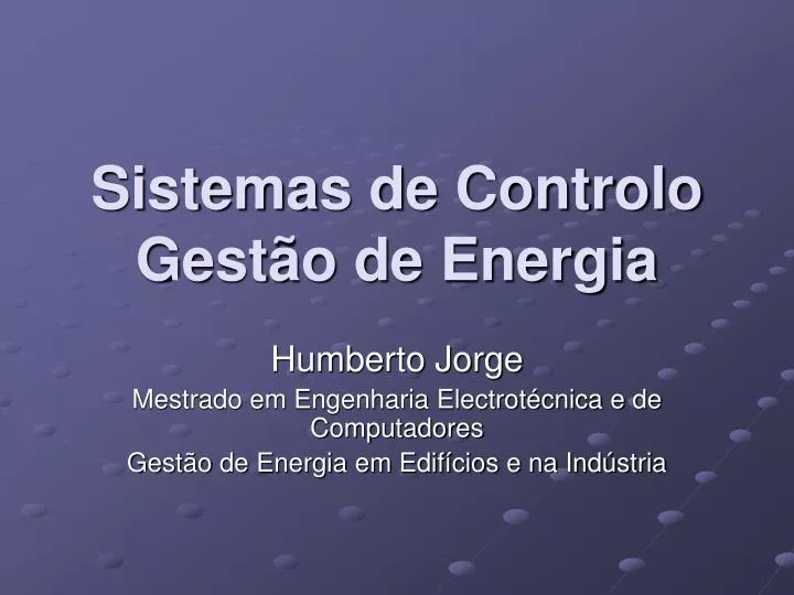 sistemas de controlo gest o de energia