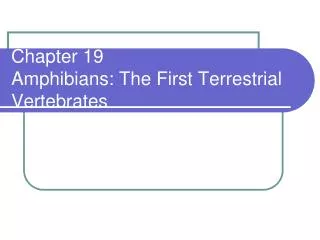 Chapter 19 Amphibians: The First Terrestrial Vertebrates
