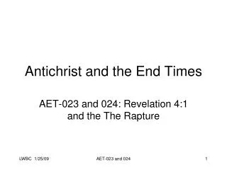 Antichrist and the End Times