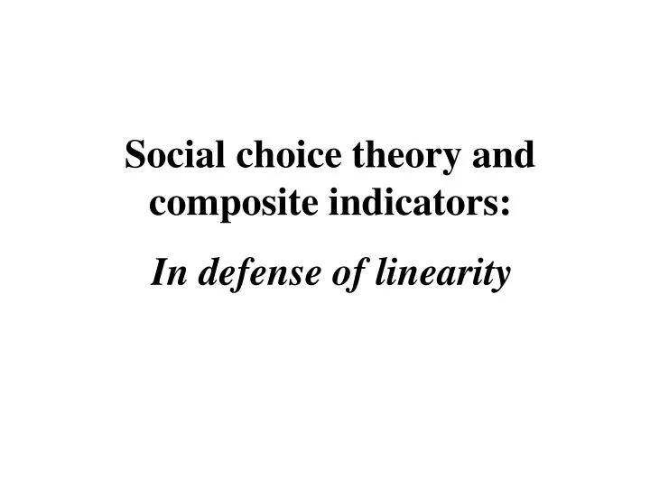 social choice theory and composite indicators