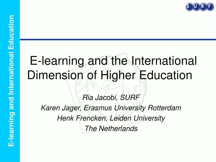 e learning and the international dimension of higher education