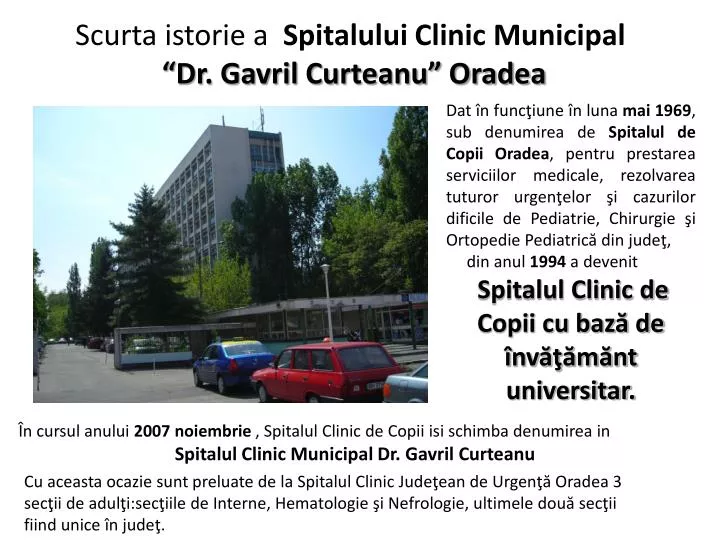 scurta istorie a spitalului clinic municipal dr gavril curteanu oradea