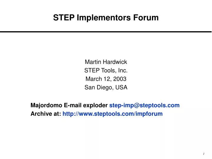 step implementors forum