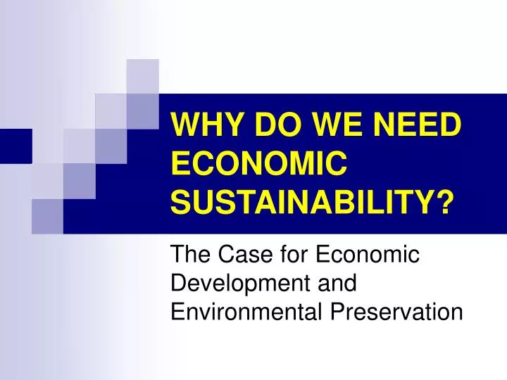 why do we need economic sustainability