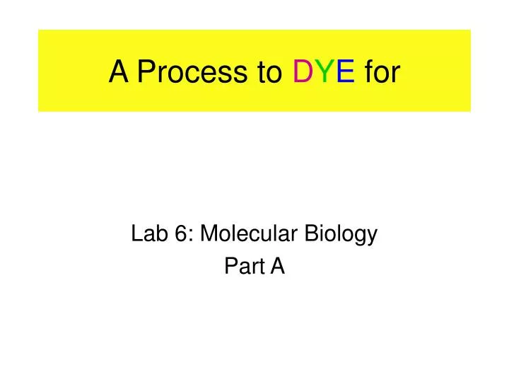 a process to d y e for