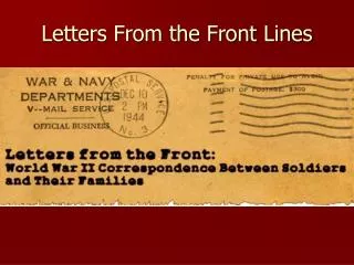 Letters From the Front Lines