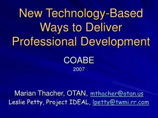 New Technology-Based Ways to Deliver Professional Development