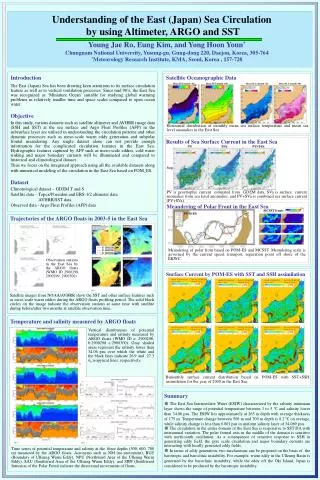 Understanding of the East (Japan) Sea Circulation by using Altimeter, ARGO and SST