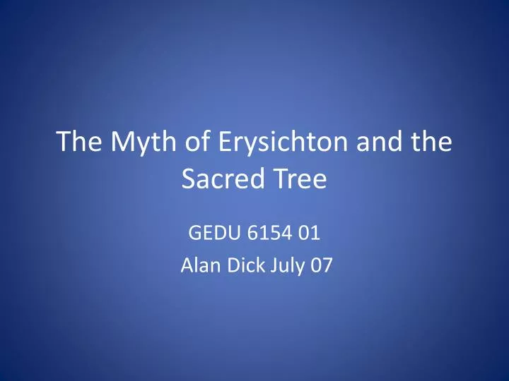 the myth of erysichton and the sacred tree