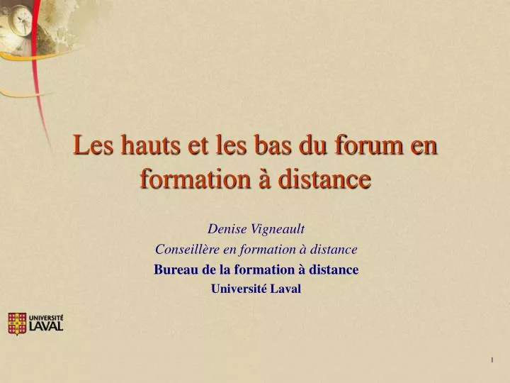 les hauts et les bas du forum en formation distance