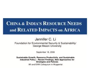 Jennifer C. Li Foundation for Environmental Security &amp; Sustainability/ George Mason University