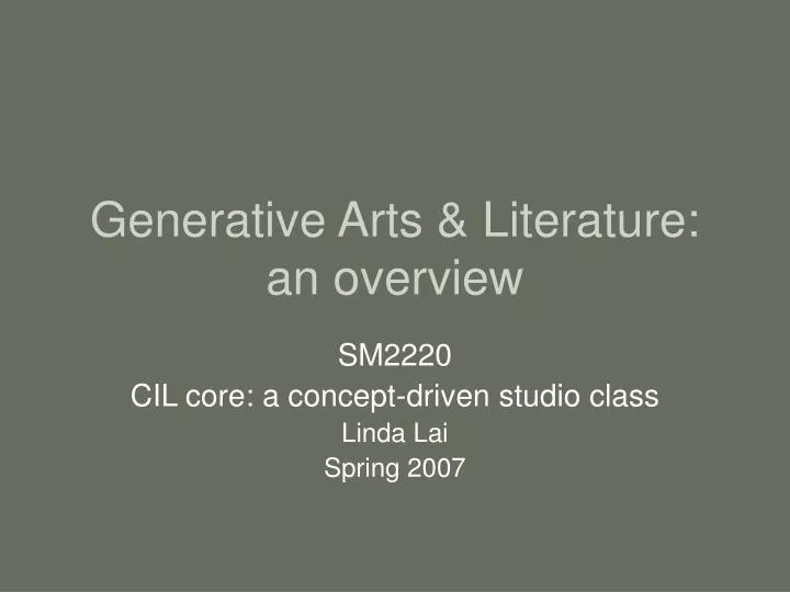 generative arts literature an overview
