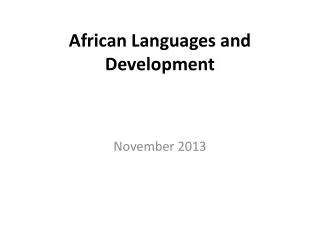 African Languages and Development