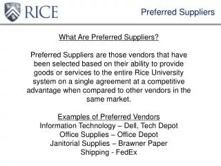 Preferred Suppliers