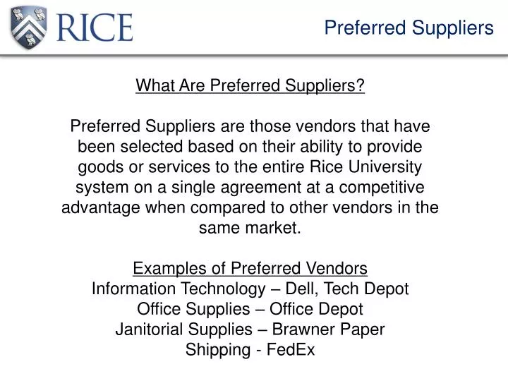 preferred suppliers