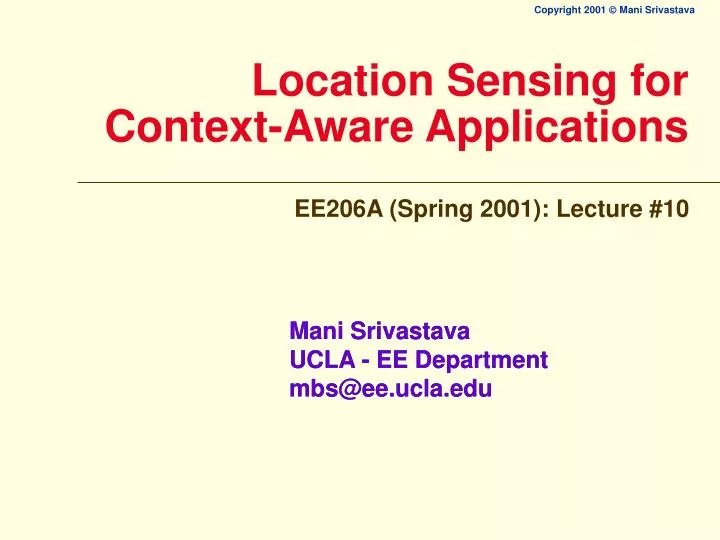 location sensing for context aware applications