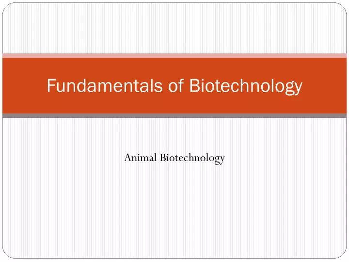 fundamentals of biotechnology