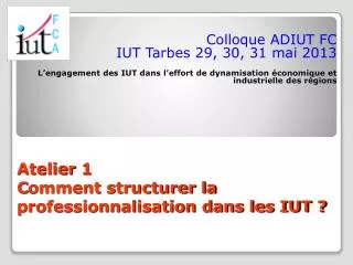 atelier 1 c omment structurer la professionnalisation dans les iut