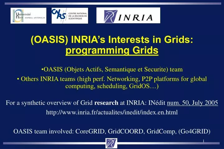 oasis inria s interests in grids programming grids