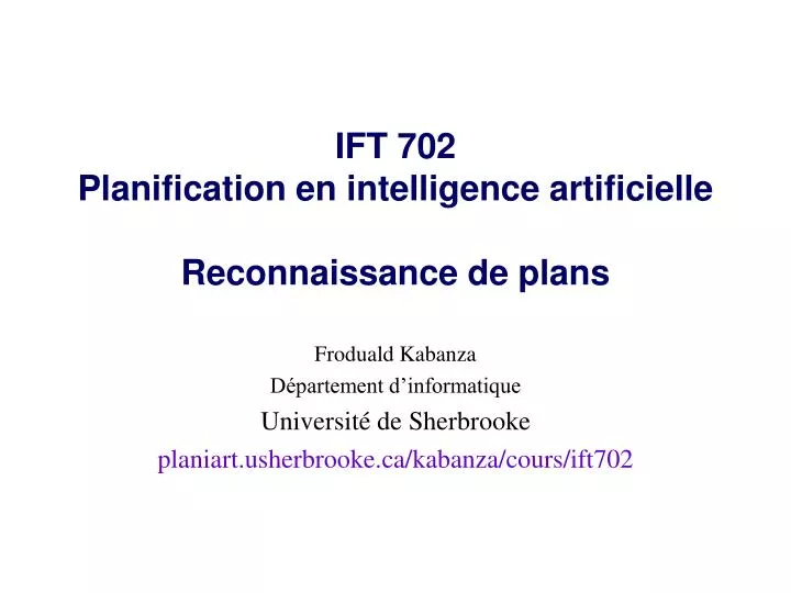 ift 702 planification en intelligence artificielle reconnaissance de plans