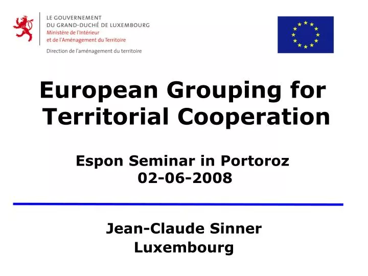 european grouping for territorial cooperation espon seminar in portoroz 02 06 2008