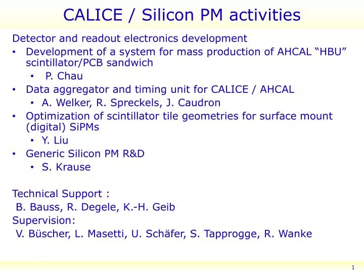 calice silicon pm activities