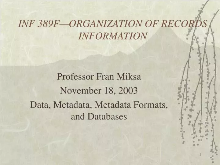 inf 389f organization of records information