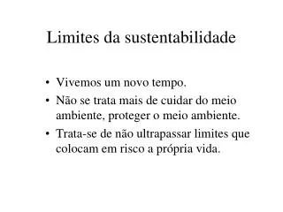 limites da sustentabilidade