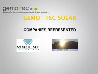 GEMO - TEC SOLAR COMPANIES REPRESENTED