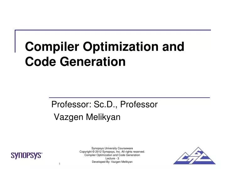 compiler optimization and code generation