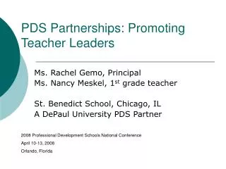 PDS Partnerships: Promoting Teacher Leaders