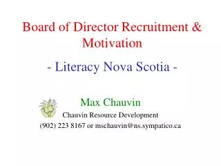 Board of Director Recruitment &amp; Motivation - Literacy Nova Scotia -