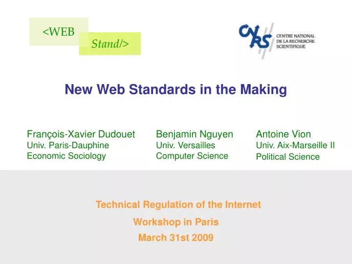 technical regulation of the internet workshop in paris march 31st 2009
