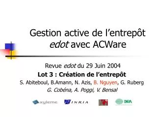 gestion active de l entrep t edot avec acware
