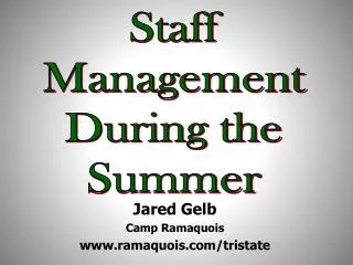 Jared Gelb Camp Ramaquois ramaquois/tristate