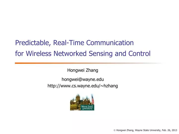predictable real time communication for wireless networked sensing and control