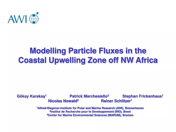 modelling particle fluxes in the coastal upwelling zone off nw africa