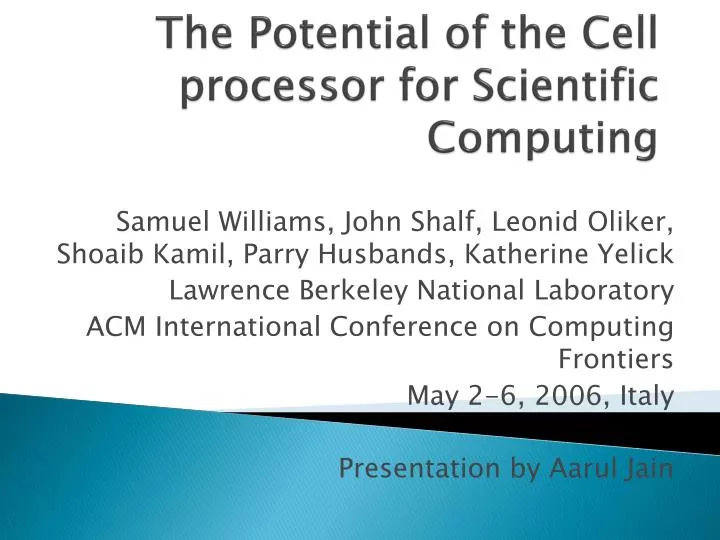the potential of the cell processor for scientific computing