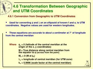 4.6 Transformation Between Geographic and UTM Coordinates